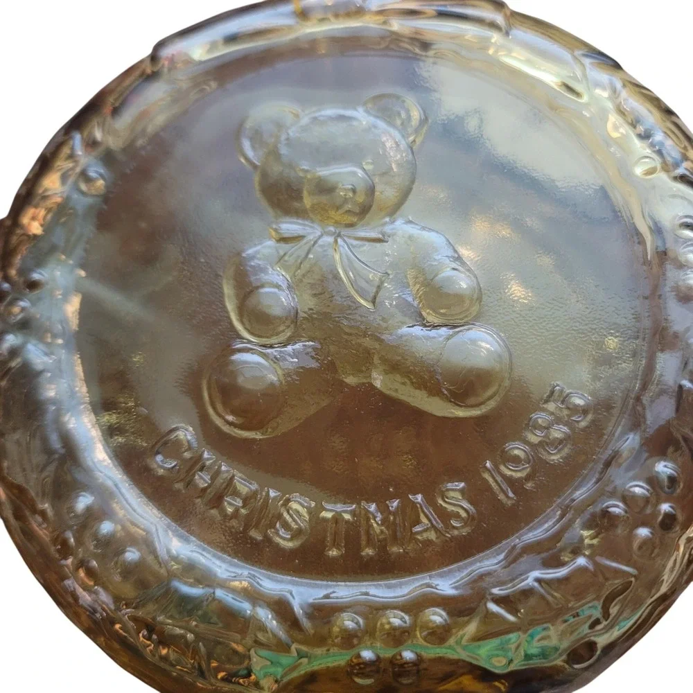 1985 VTG Wheaton Village The‎ Teddy Bear Glass Decanter Handmade Christmas Decor